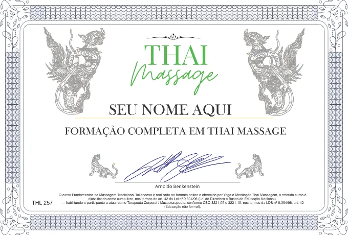 Certificado Thai Massage